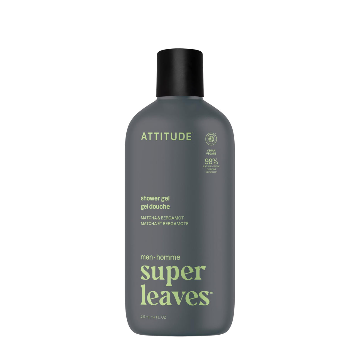 ATTITUDE Men's Matcha & Bergamot Shower Gel 415 mL front view