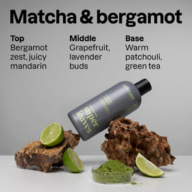 ATTITUDE Men's Matcha & Bergamot Shower Gel with ingredients displayed