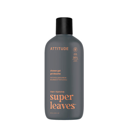 ATTITUDE Men's Patchouli & Bourbon Shower Gel 415 mL front view