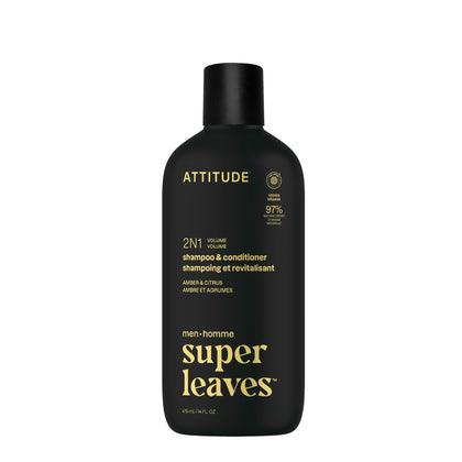ATTITUDE Mens 2-in-1 Volumizing Shampoo & Conditioner 415 mL front view