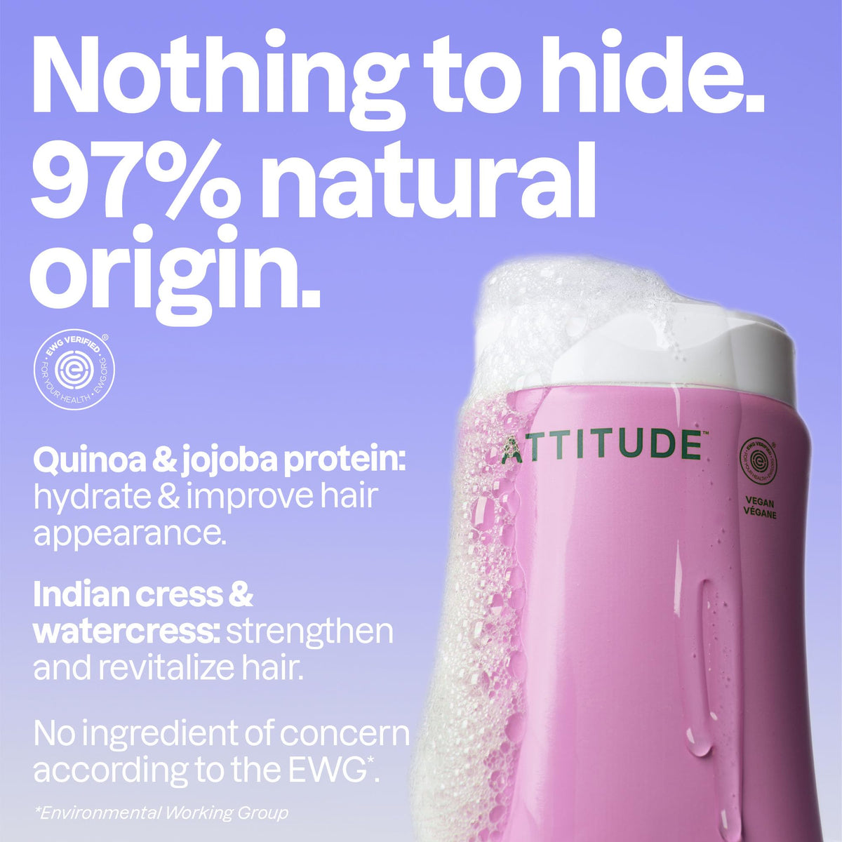 ATTITUDE Moisture Rich Hair Shampoo 8 Fl Oz side view