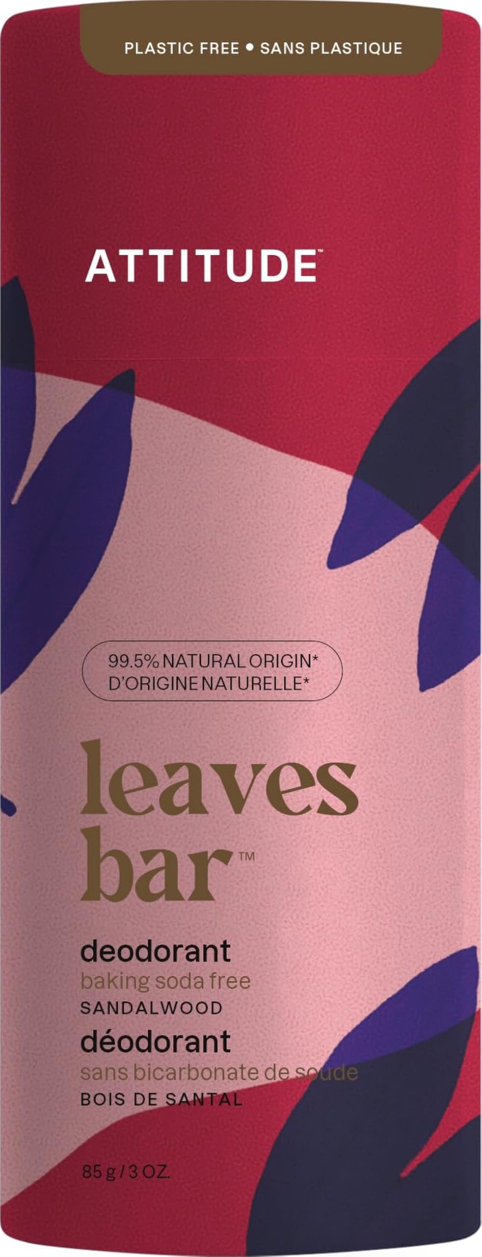 ATTITUDE Natural Deodorant Sandalwood 3 Oz front view