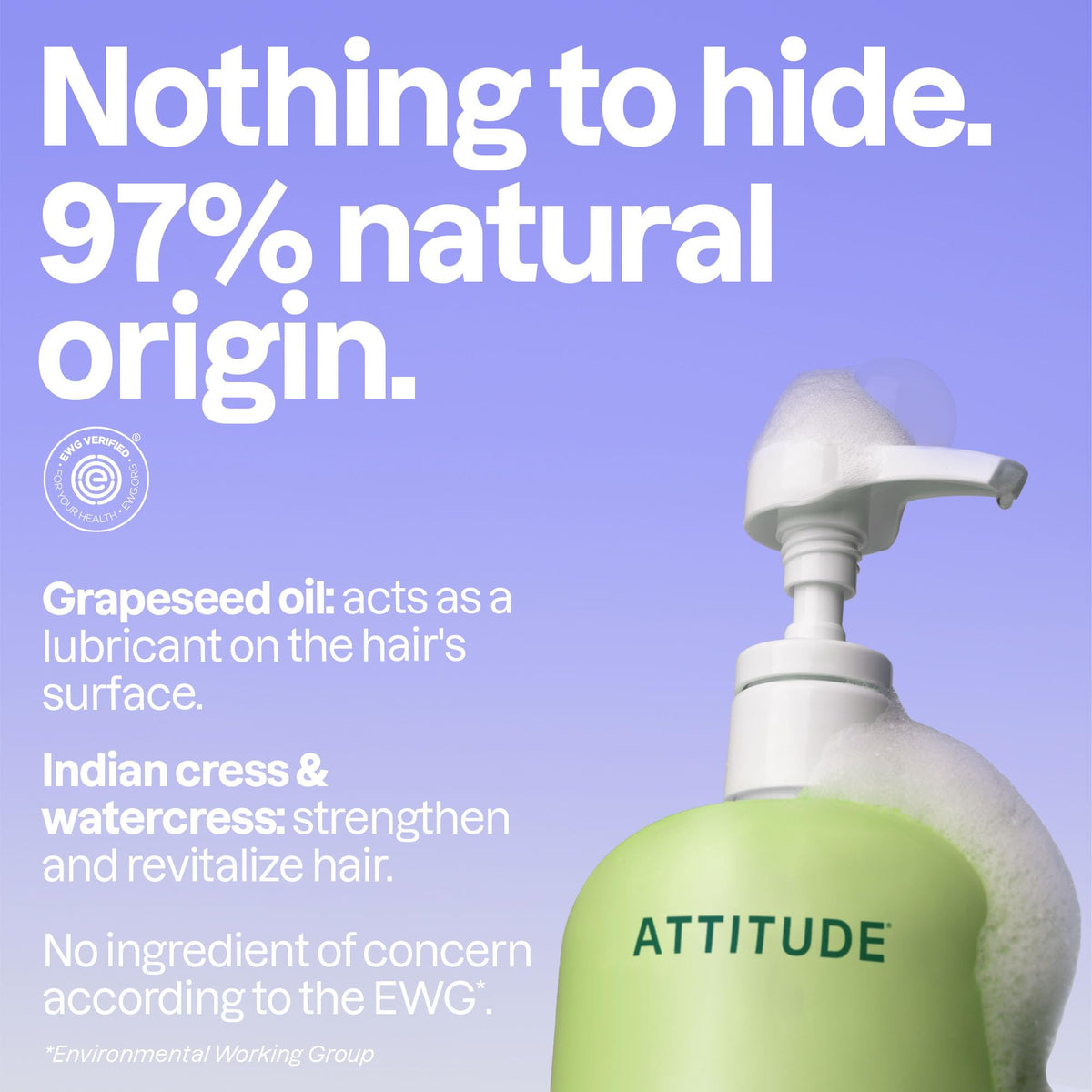 ATTITUDE Nourishing Hair Shampoo displaying pear and amber fragrance notes