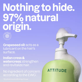 ATTITUDE Nourishing Hair Shampoo displaying pear and amber fragrance notes