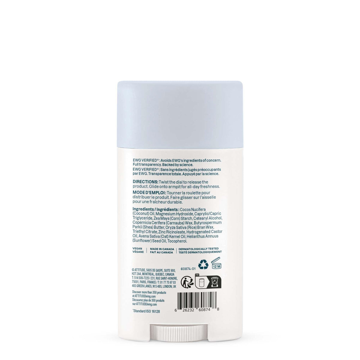 ATTITUDE Sensitive Deodorant for men and women, unscented