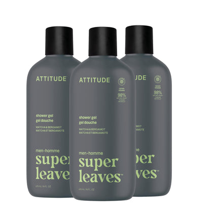 ATTITUDE Shower Gel Body Wash for Men, 14 fl oz bottle front view