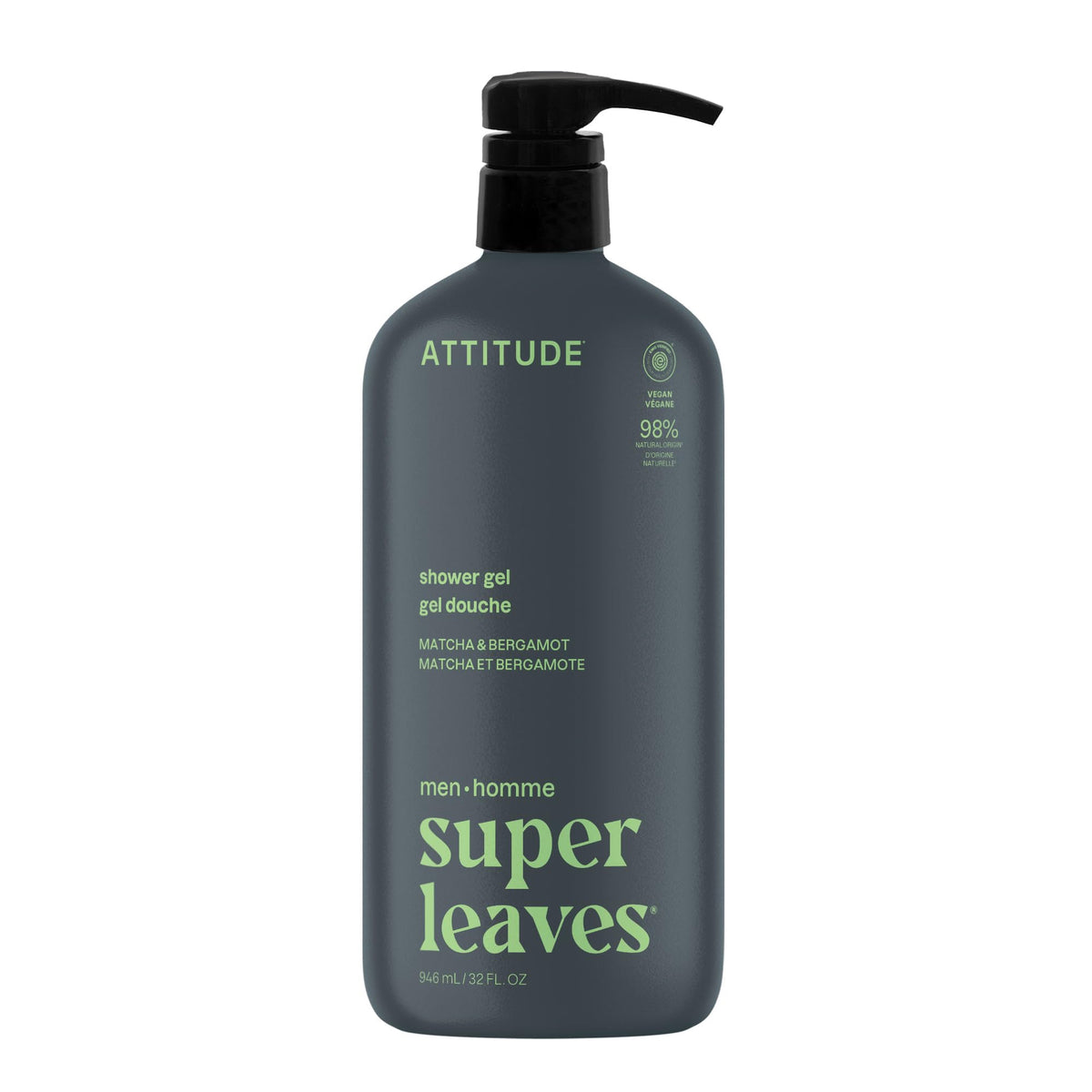 ATTITUDE Shower Gel Body Wash for Men, 32 Fl Oz front view