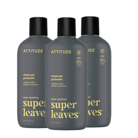 ATTITUDE Shower Gel Body Wash for Men, amber and citrus scent front view