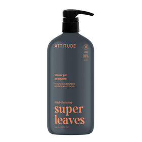ATTITUDE Shower Gel Body Wash for Men, front view with patchouli and bourbon scent