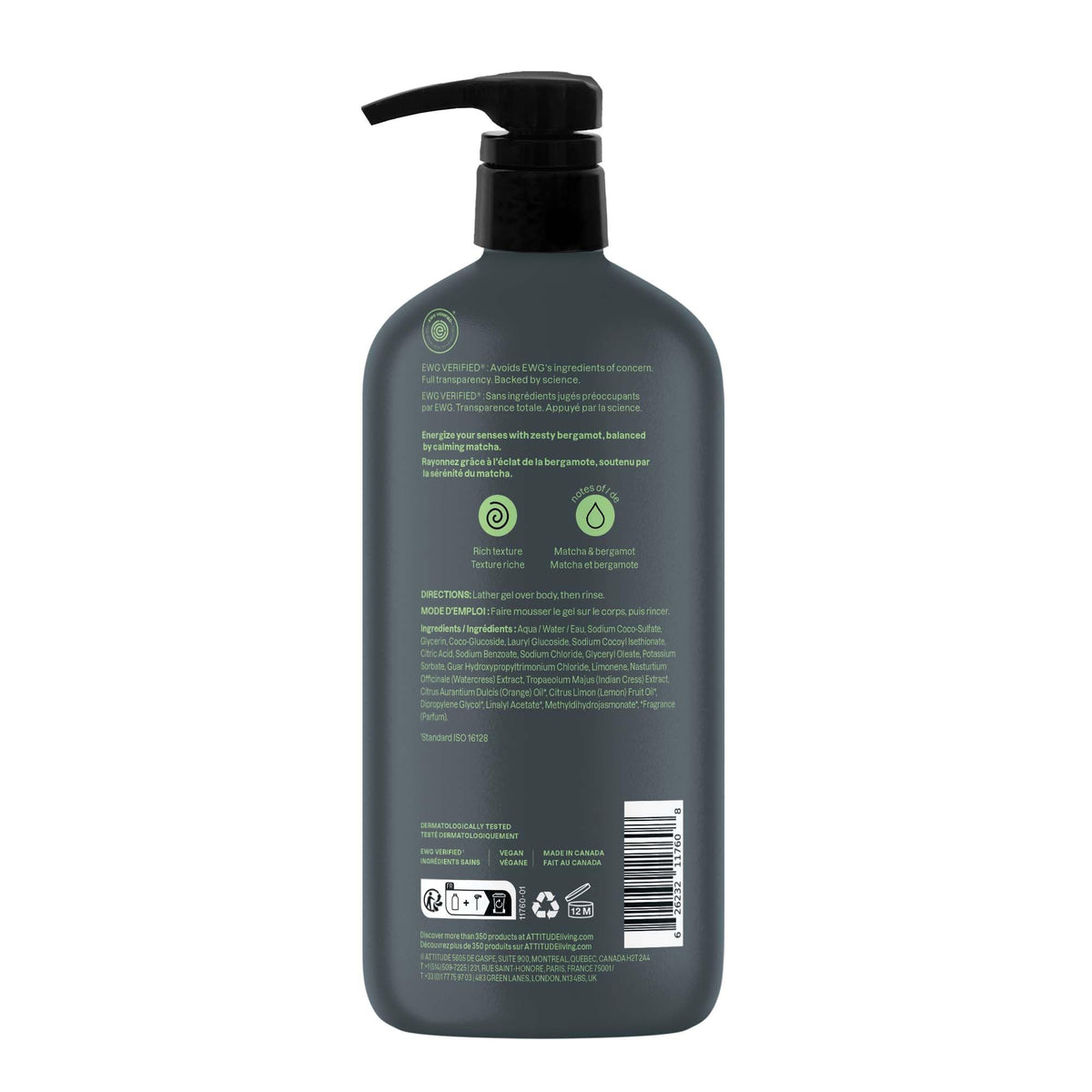 ATTITUDE Shower Gel Body Wash for Men in use during a shower