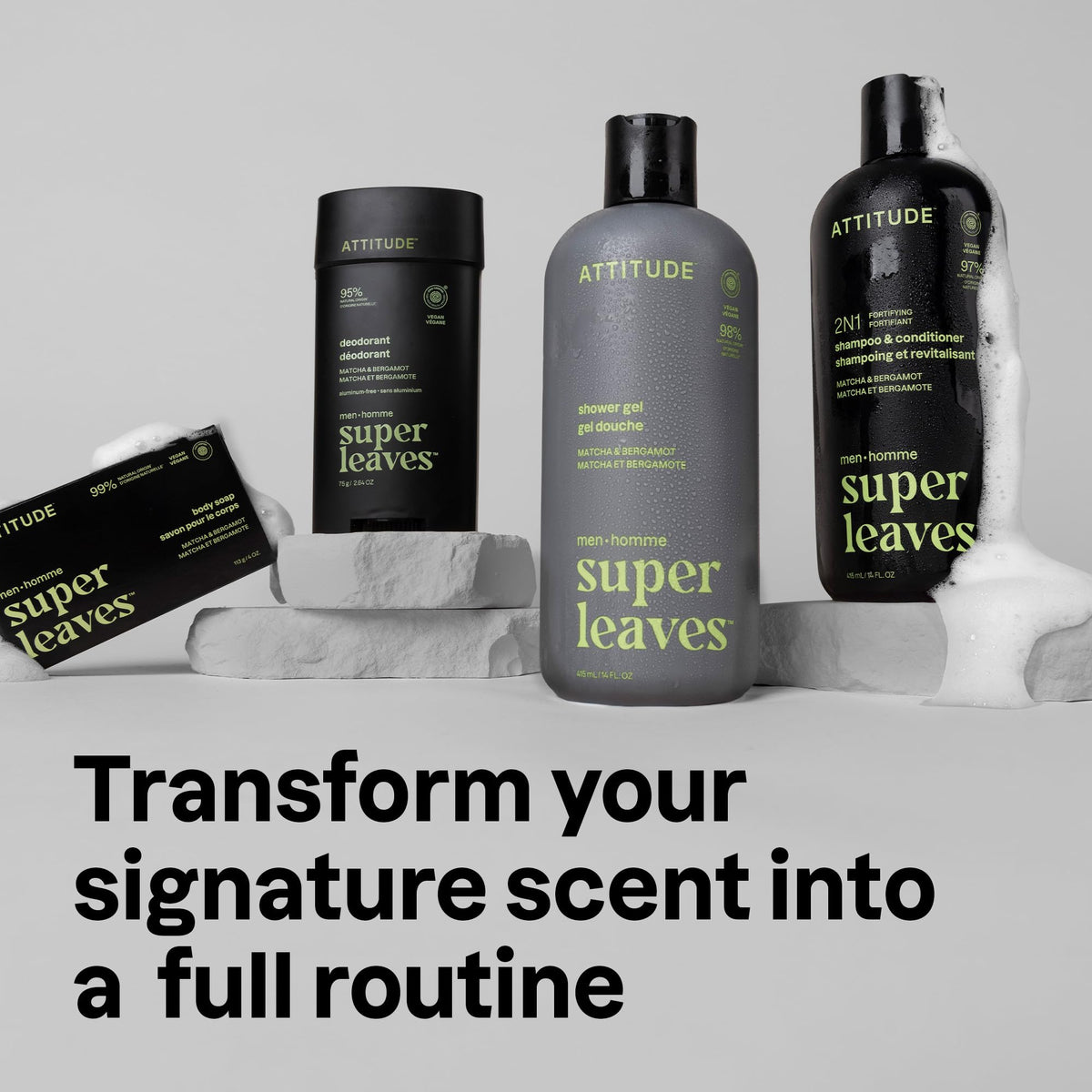 ATTITUDE Shower Gel Body Wash for Men on a bathroom shelf