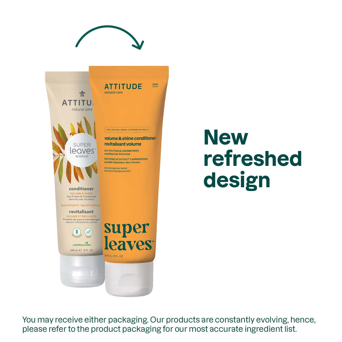 ATTITUDE Volume and Shine Hair Conditioner packaging side view