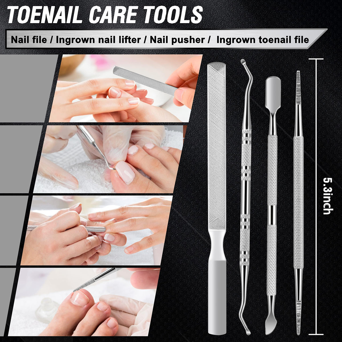 Aucurwen Toenail Clippers Kit contents laid out