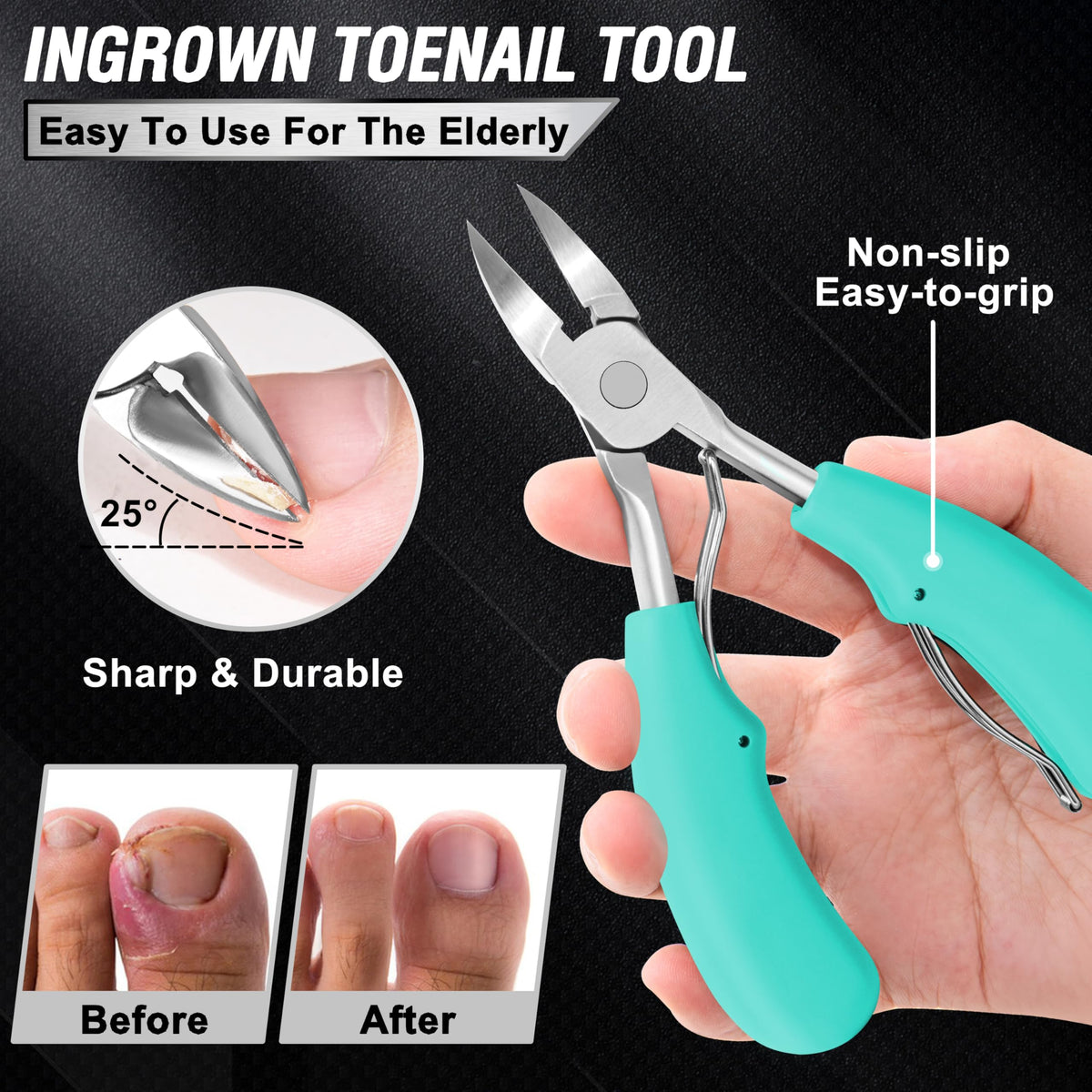 Aucurwen Toenail Clippers with ergonomic non-slip handle
