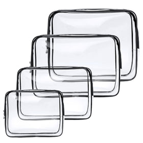 Aucuu 4-Pack Clear Wash & Makeup Bags large size transparent view