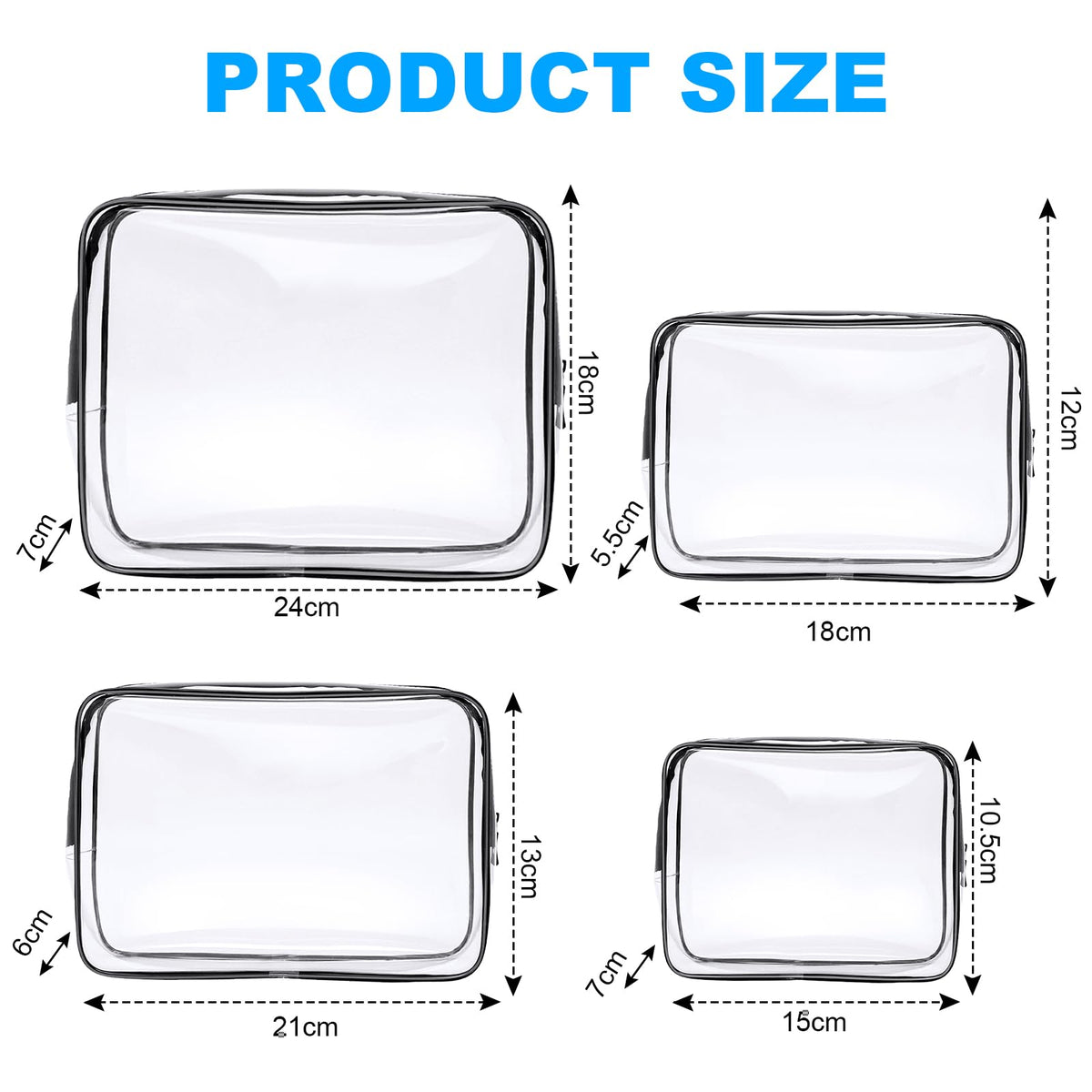 Aucuu Clear Wash Bag medium size with toiletries