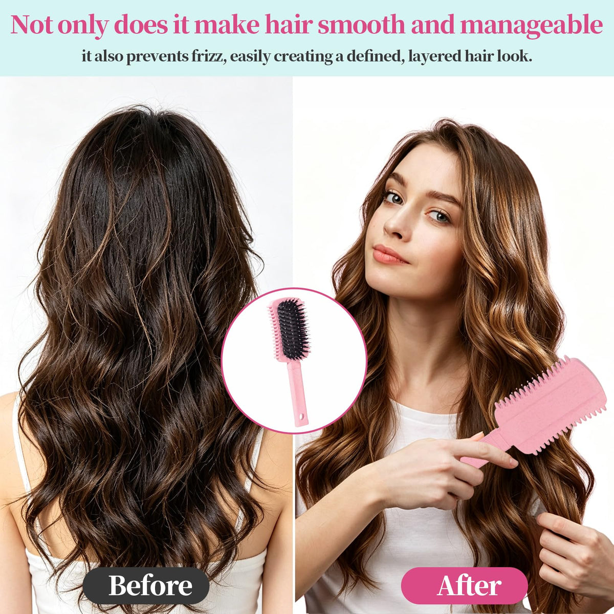 Auhrjomra Curl Defining Brush Pink ergonomic handle