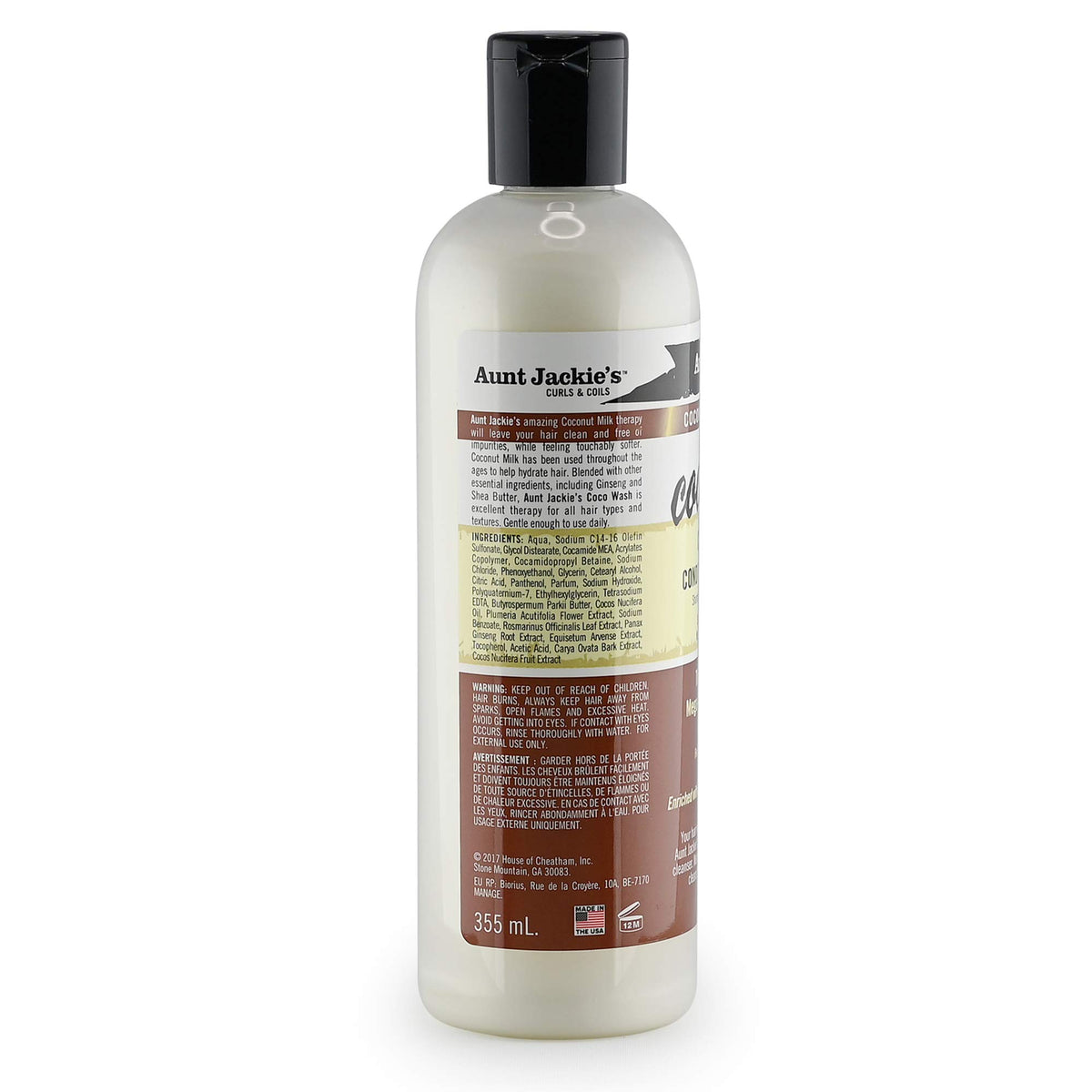 Aunt Jackie's Coco Wash Coconut Milk in a bathroom setting