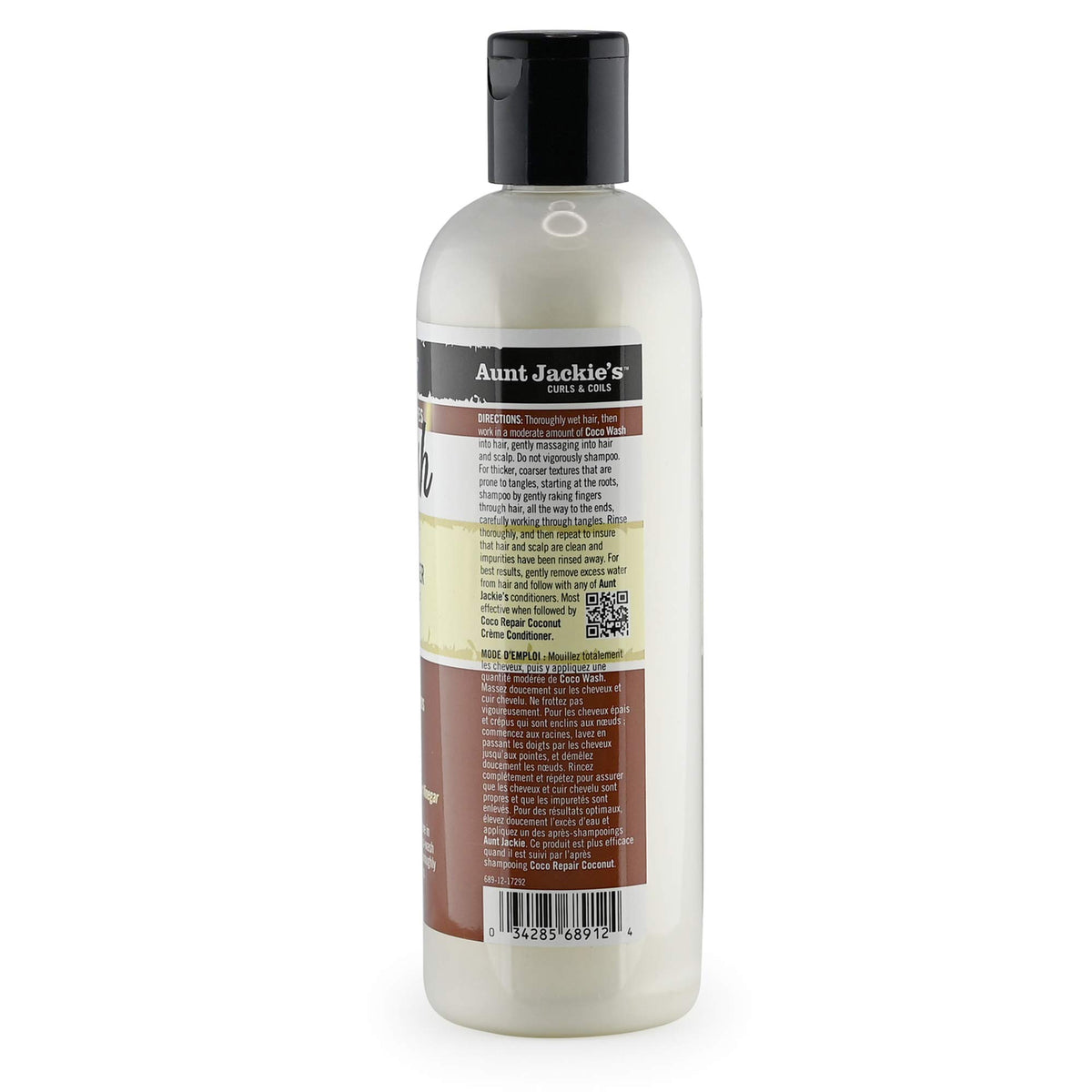 Aunt Jackie's Coco Wash Coconut Milk packaging with ingredients