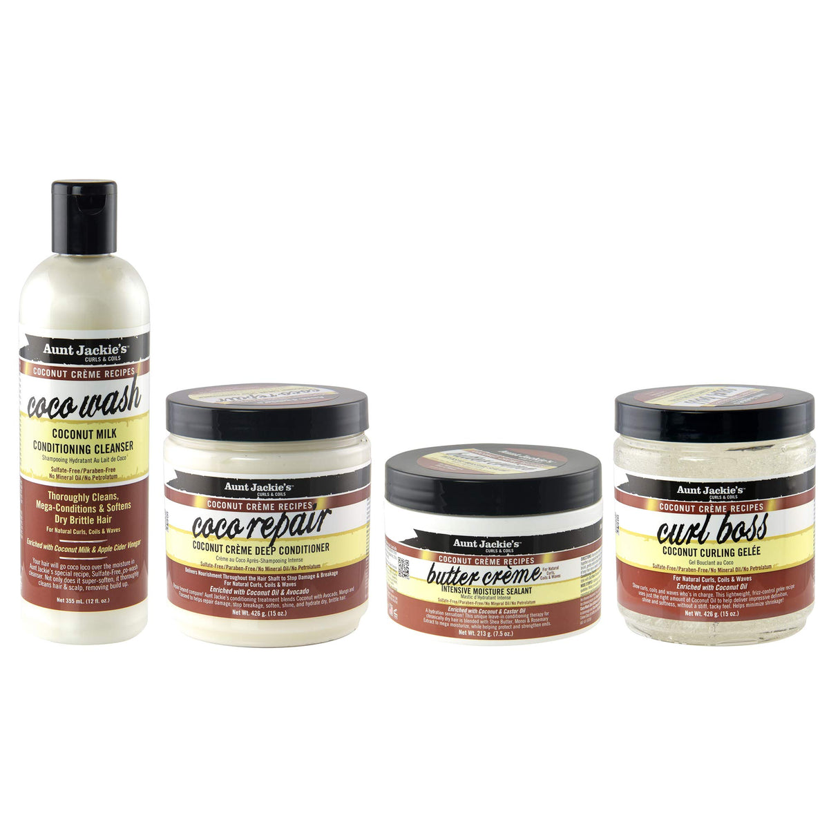 Aunt Jackie's Coco Wash Coconut Milk with natural hair background