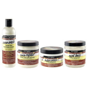 Aunt Jackie's Coco Wash Coconut Milk with natural hair background