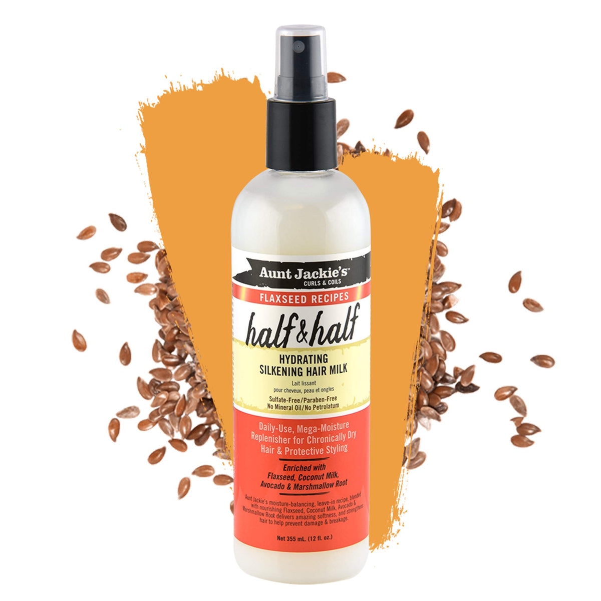 Aunt Jackie's Flaxseed Half & Half Hair Milk spray bottle side view