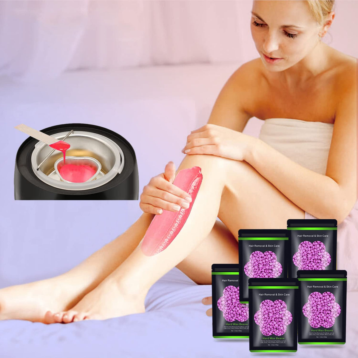 Auperwel wax beads in use on skin