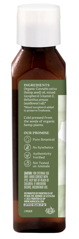 Aura Cacia Organic Hemp Seed Oil bottle side view