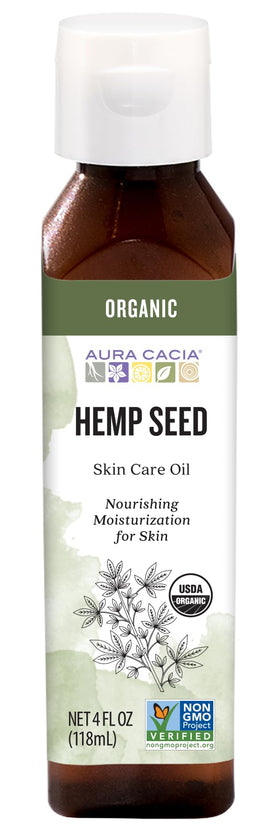 Aura Cacia Organic Hydrating Hemp Seed Skin Care Oil 4 fl oz front view