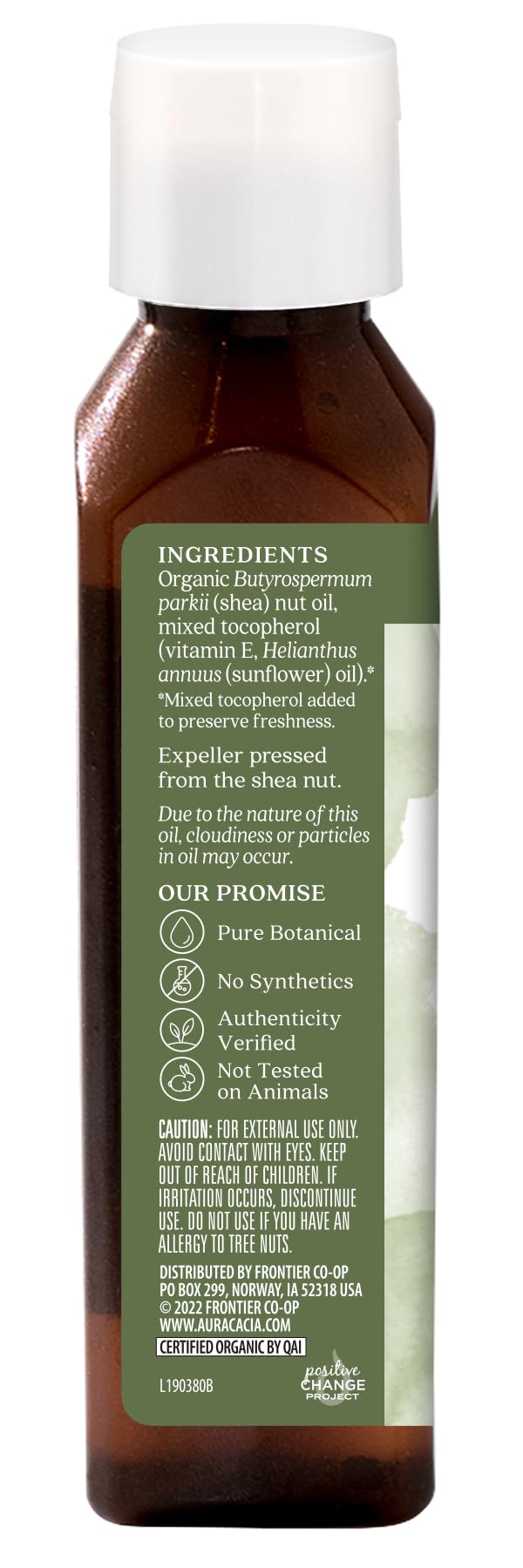Aura Cacia Organic Shea Nut Oil bottle with label