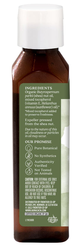 Aura Cacia Organic Shea Nut Oil bottle with label