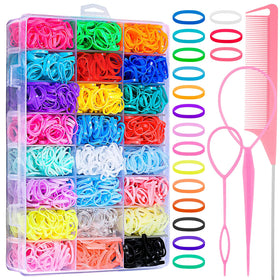 auroray 2000 Pcs Elastic Hair Rubber Bands assorted colours in organizer box