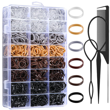 auroray 2200 Pcs Elastic Hair Ties assorted colours in storage box