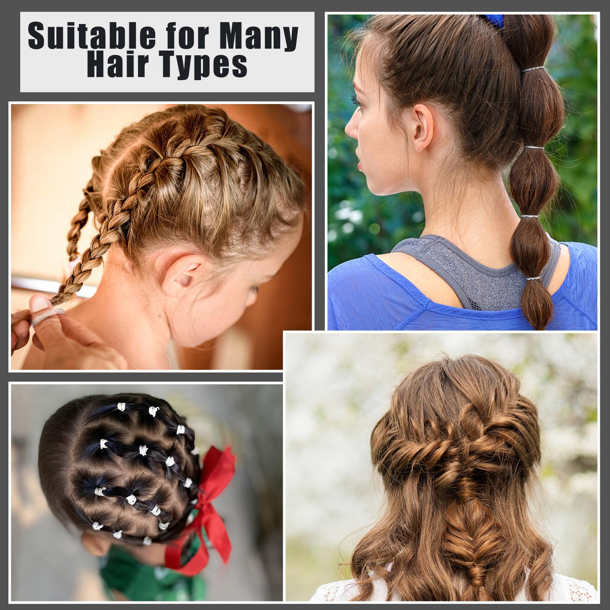 auroray black elastic hair bands in storage box