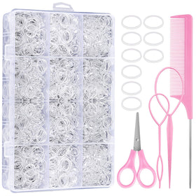 auroray Clear Hair Elastics Set with tools and cutter