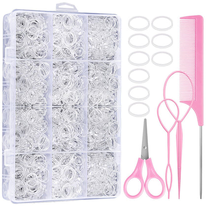 auroray Clear Hair Elastics Set with tools and cutter