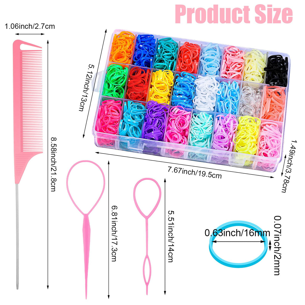 auroray hair loop styling tool and rat tail comb included with hair bands