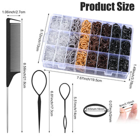 auroray mini rubber bands in black, brown, blonde, and clear