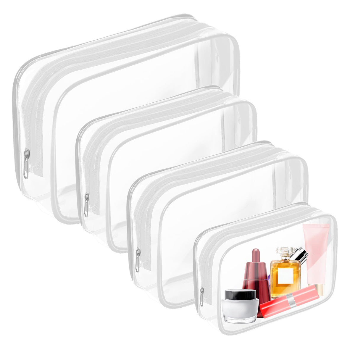 AURUZA Clear Makeup Bag front view with zipper