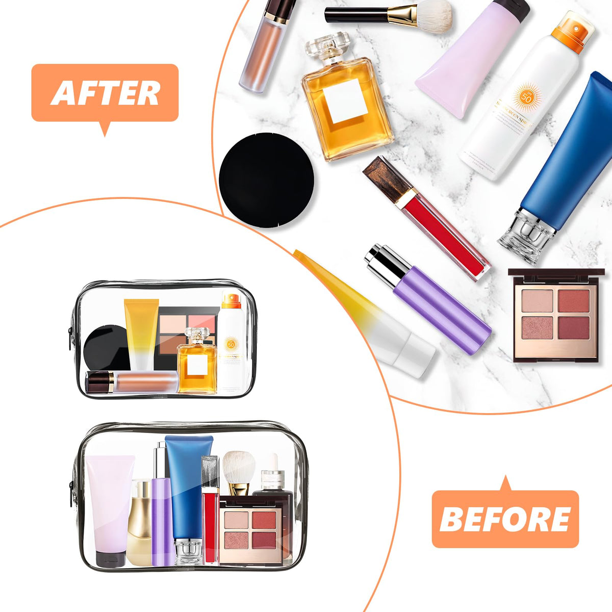 AURUZA Clear Makeup Bag improved zipper detail