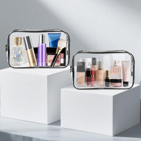 AURUZA Clear Makeup Bag in travel setting
