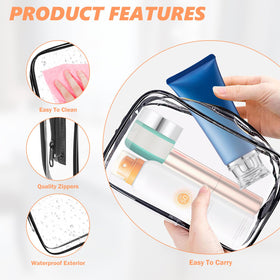 AURUZA Clear Makeup Bag medium size displaying cosmetics