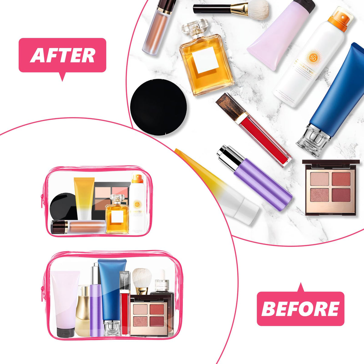 AURUZA Clear Makeup Bag with improved zipper