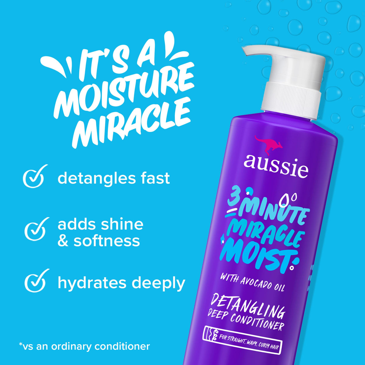 Aussie 3 Minute Miracle Moist Deep Conditioner close-up of bottle front
