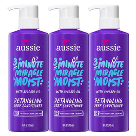 Aussie 3 Minute Miracle Moist Deep Conditioner pack of three 16 fl oz bottles