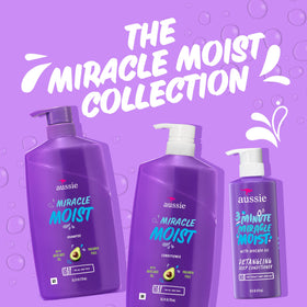 Aussie hair care products displayed on a bathroom shelf