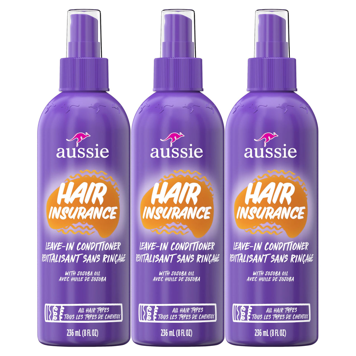Aussie Hair Insurance Leave-In Conditioner Spray 3-Pack front view