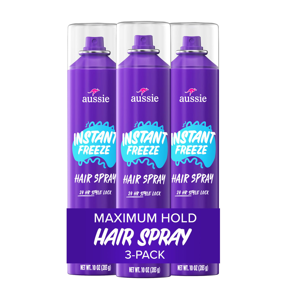 Aussie Instant Freeze Hair Spray 3 pack front view