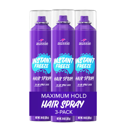 Aussie Instant Freeze Hair Spray 3 pack front view
