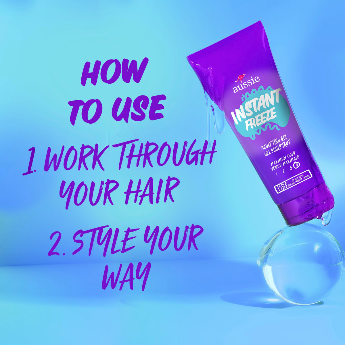 Aussie Instant Freeze Sculpting Hair Gel application demonstration
